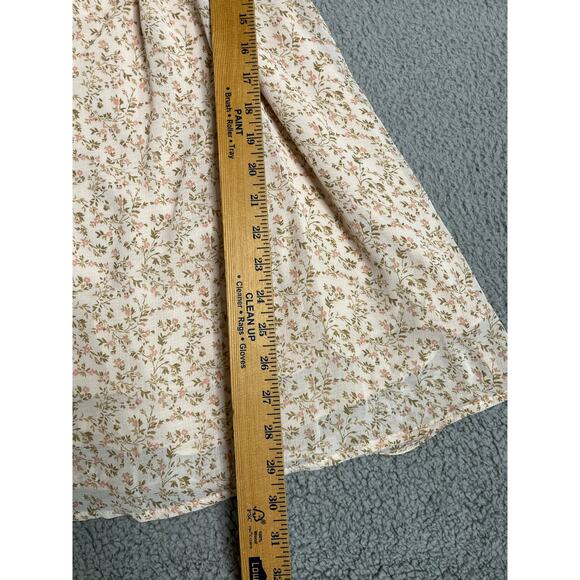 American Eagle Mini Dress Small Milkmaid Ruffle Long Sleeve Floral Pink Cottage - Picture 6 of 16